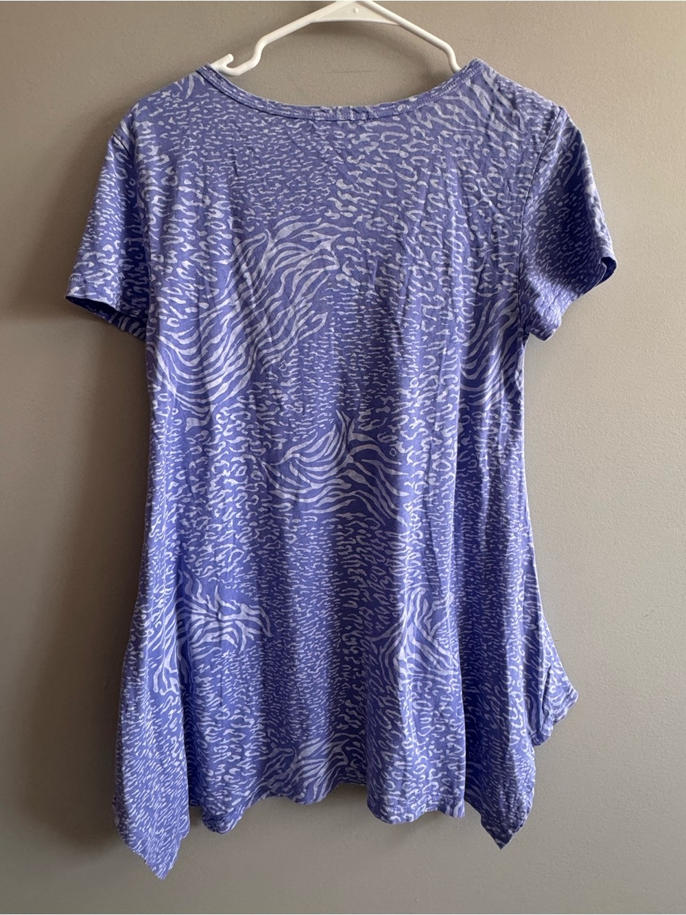 Fresh Produce Purple Animal Print Handkerchief Hem Cotton Tunic Top M - Picture 3 of 7